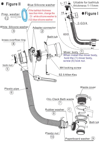 Sandy Beach Black Bath Mixer Tap Filler Overflow with Pop-Up Waste