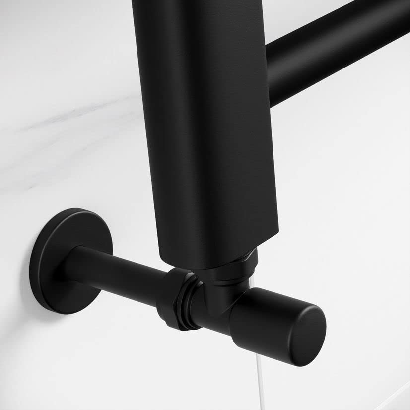 Sandy Beach Black Angled Heated Towel Rail Radiator Valves 15mm