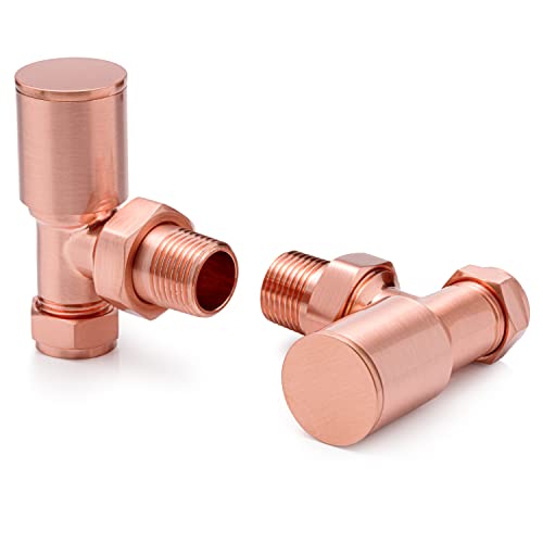 Sandy Beach Copper Angled Heated Towel Rail Radiator Valves 15mm