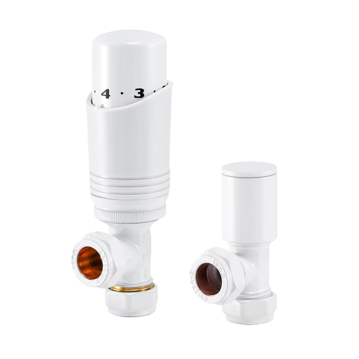 Sandy Beach Central Heating TRV Thermostatic 15mm Angled Straight Chrome Towel Radiator Valve with Lockshield Valve