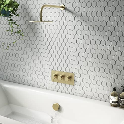 Sandy Beach Brass Bath Tap Filler Overflow with Pop-Up Waste