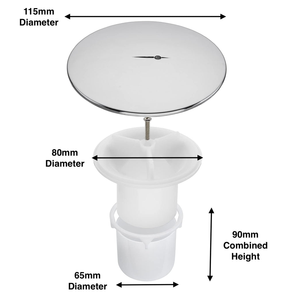 Sandy Beach Chrome Shower Bathroom Tray Drain Waste Trap 90mm Diameter