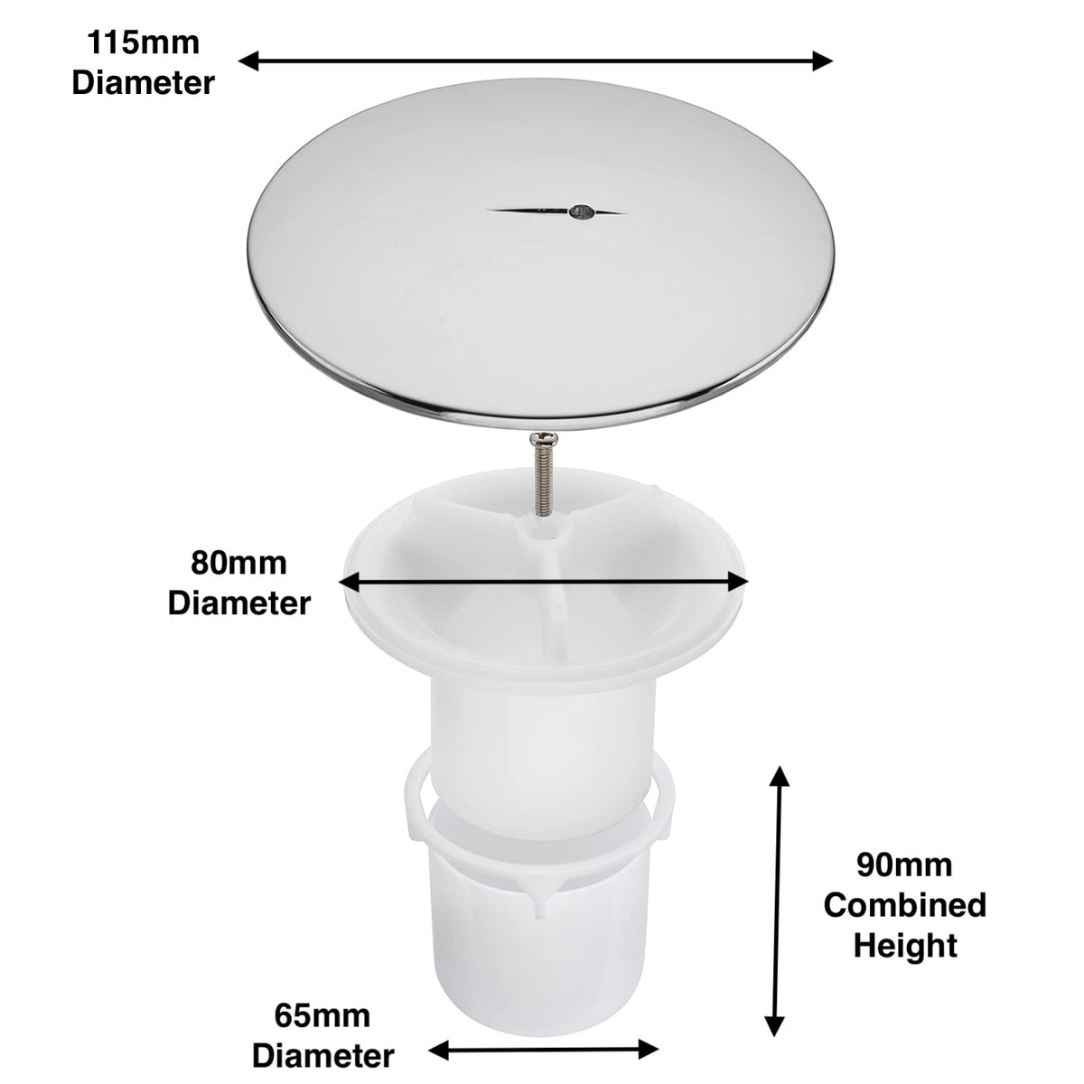 Sandy Beach Chrome Shower Bathroom Tray Drain Waste Trap 90mm Diameter