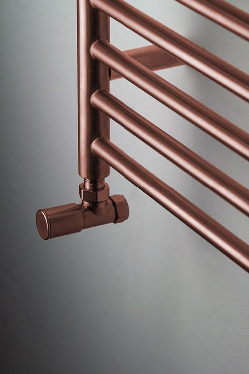 Sandy Beach Copper Angled Heated Towel Rail Radiator Valves 15mm