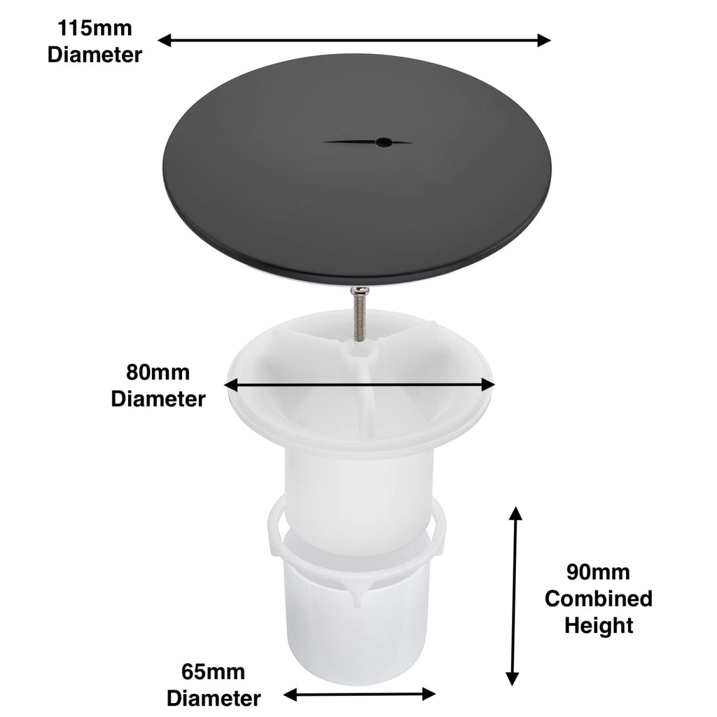 Sandy Beach Black Shower Bathroom Tray Drain Waste Trap 90mm Diameter