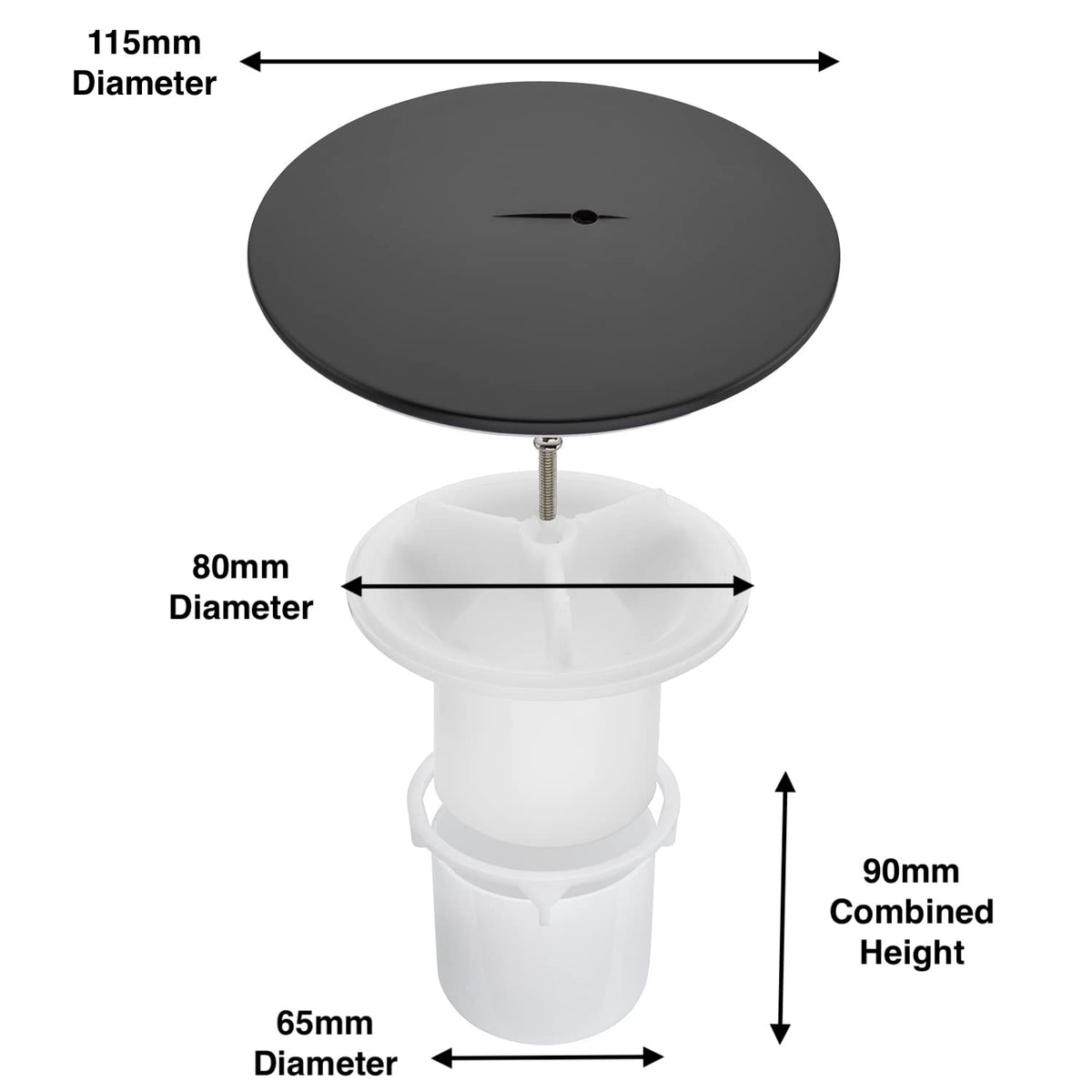 Sandy Beach Black Shower Bathroom Tray Drain Waste Trap 90mm Diameter