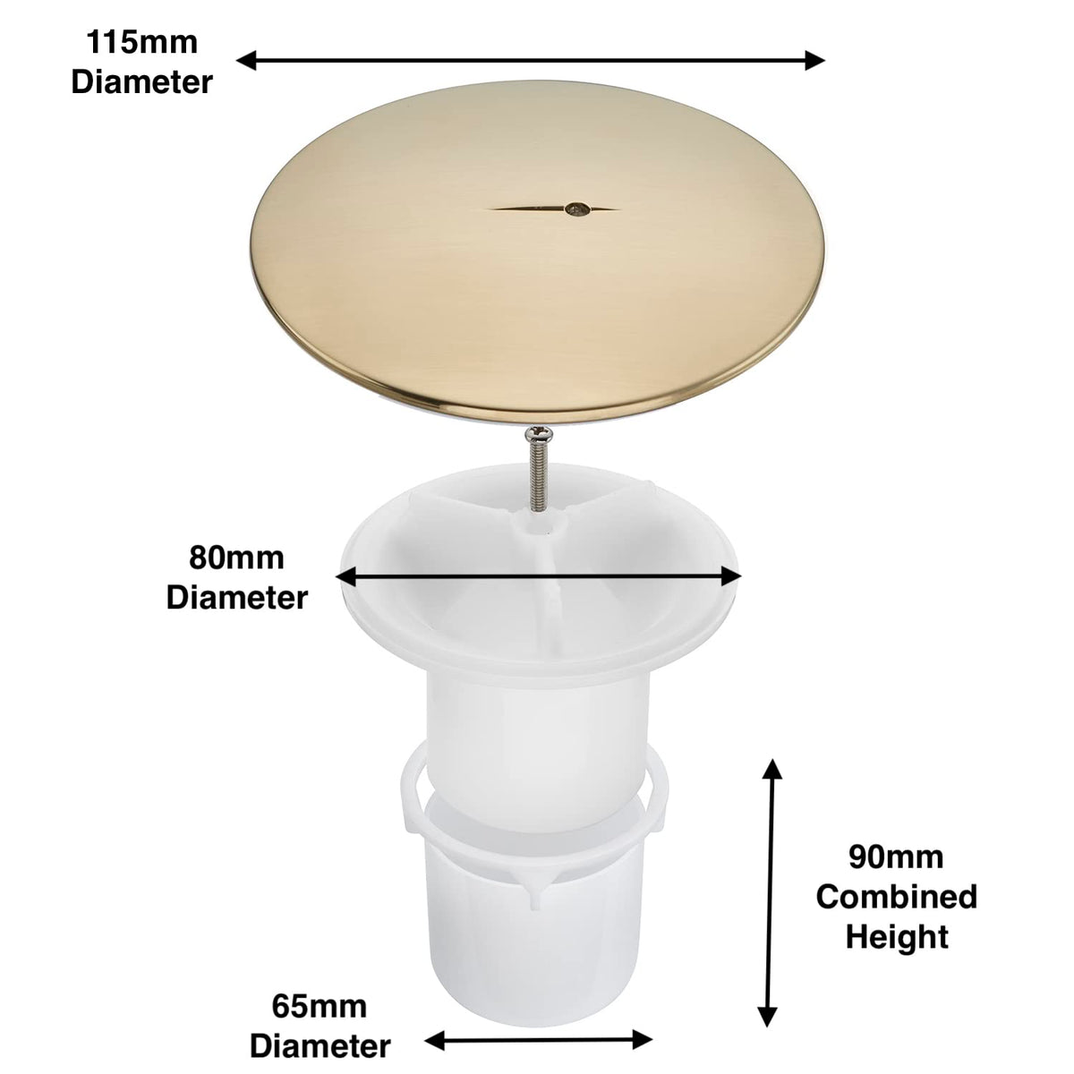 Sandy Beach Shower Replacement Shower Waste Drain Cap Cover Plug Drain Brass Gold 90mm Hole / 115mm Cover