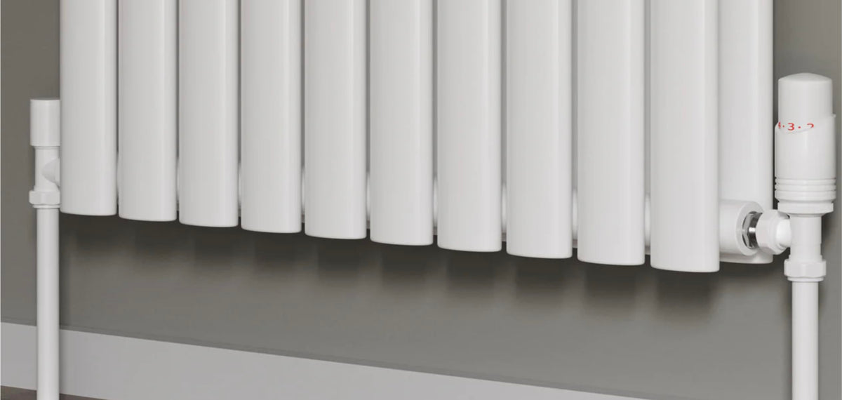 Sandy Beach Central Heating TRV Thermostatic 15mm Angled Straight Chrome Towel Radiator Valve with Lockshield Valve