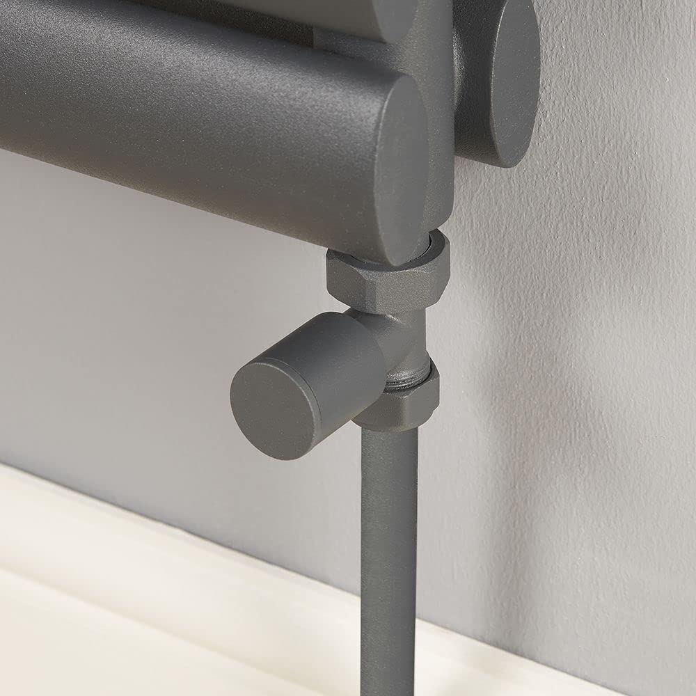 Sandy Beach Anthracite Grey Straight Heated Towel Rail Radiator Valves 15mm