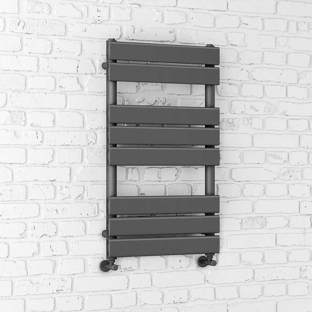 Sandy Beach Anthracite Grey Straight Heated Towel Rail Radiator Valves 15mm