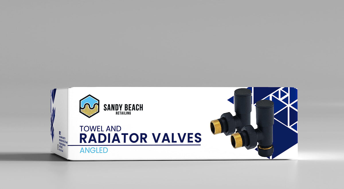 Sandy Beach Anthracite Grey Angled Heated Towel Rail Radiator Valves 15mm