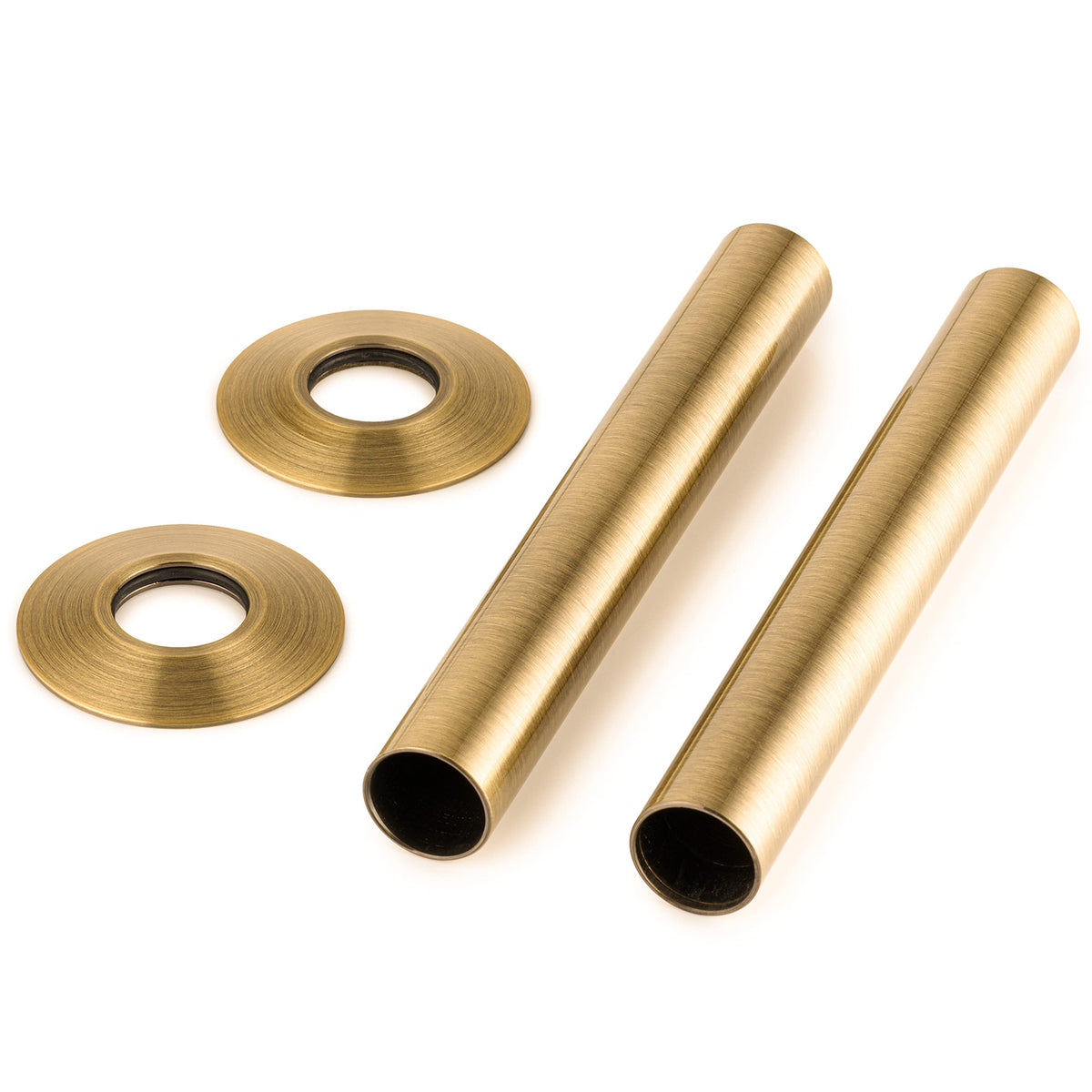 Sandy Beach Brass TRV Thermostatic Radiator Valve Pipe Covers Sleeves & Collars 130mm x 18mm