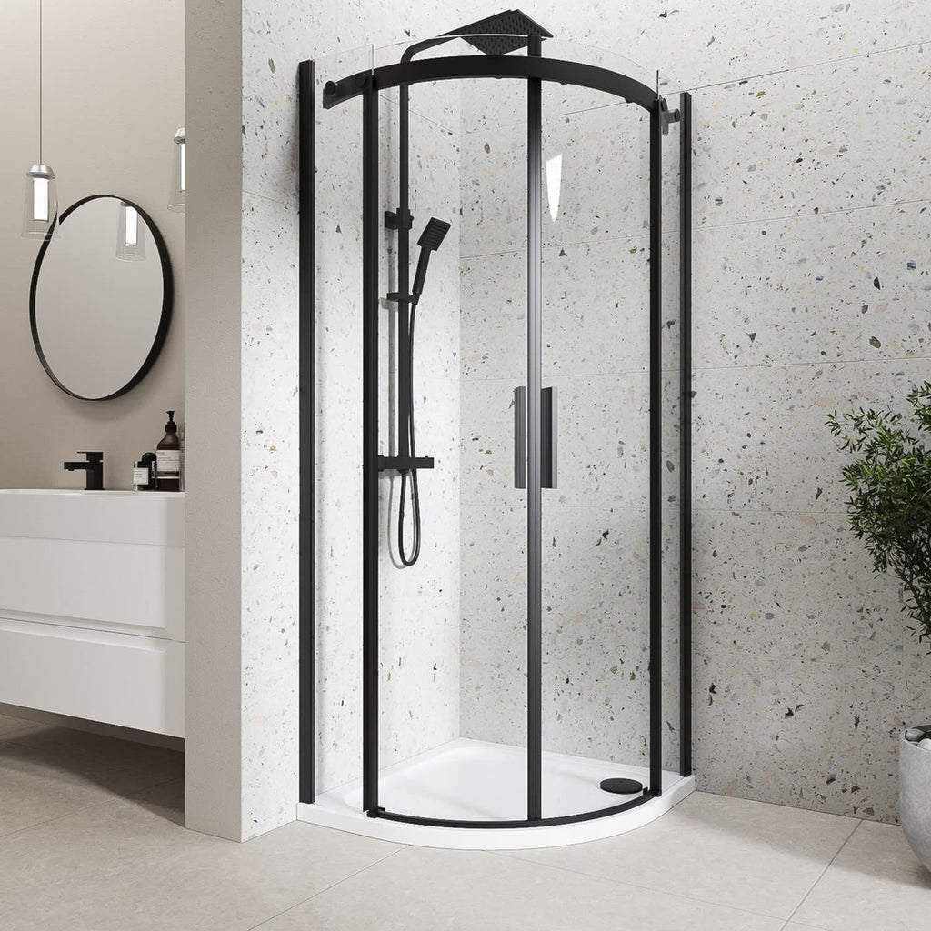 Sandy Beach Black Shower Bathroom Tray Drain Waste Trap 90mm Diameter