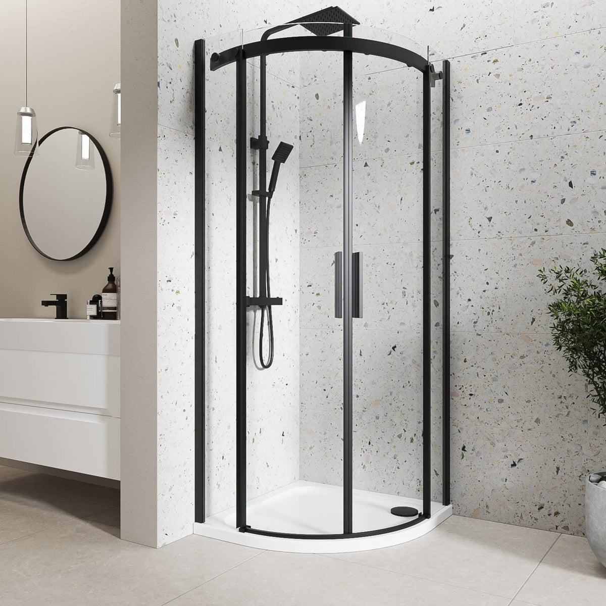 Sandy Beach Black Shower Bathroom Tray Drain Waste Trap 90mm Diameter