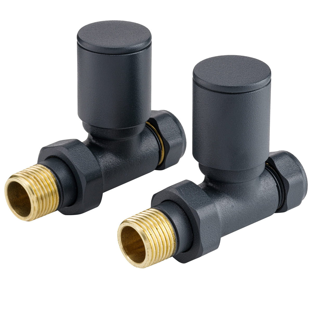Sandy Beach Anthracite Grey Straight Heated Towel Rail Radiator Valves 15mm